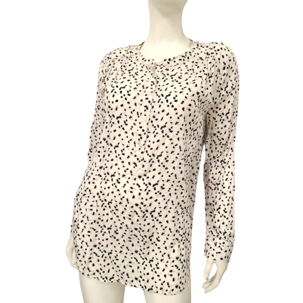 Loft White Patterned Blouse Small - image 1